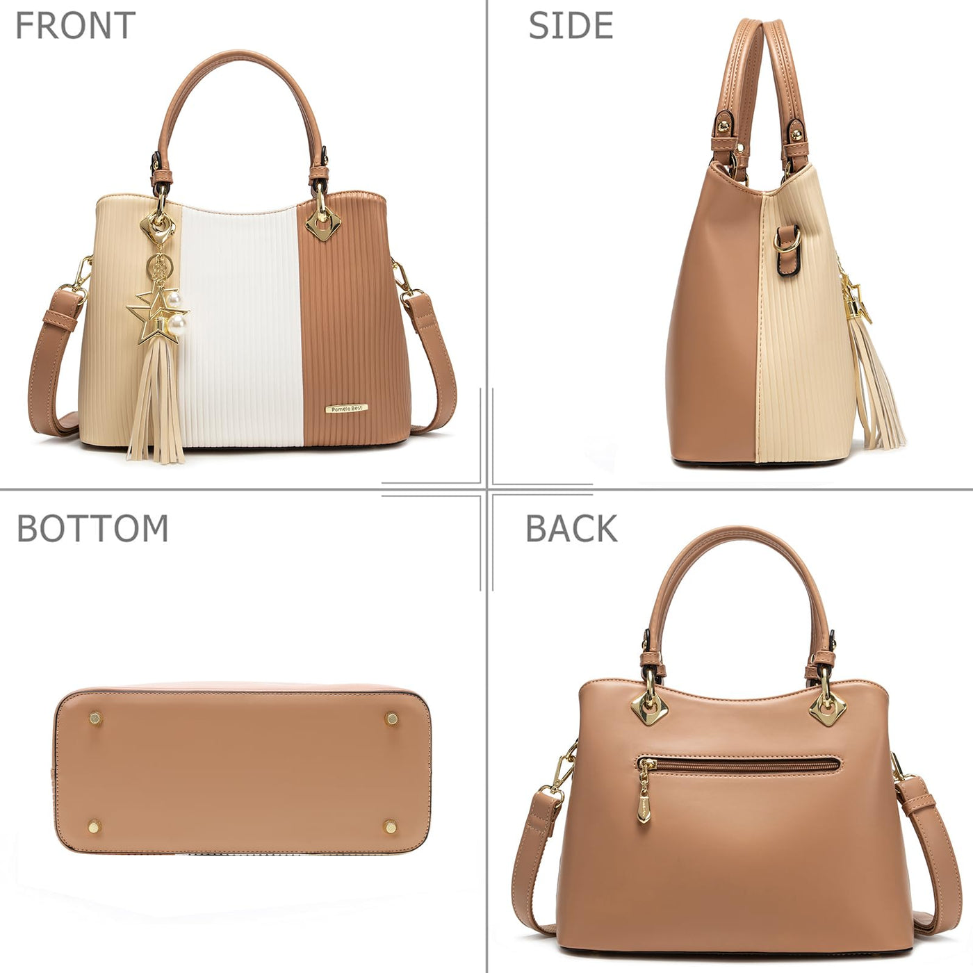 Pomelo Best Handbag Multiple Pockets, Pretty Color Combination, Ladies' Bag