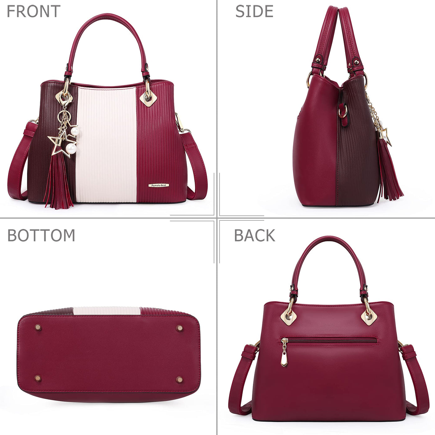 Pomelo Best Handbag Multiple Pockets, Pretty Color Combination, Ladies' Bag