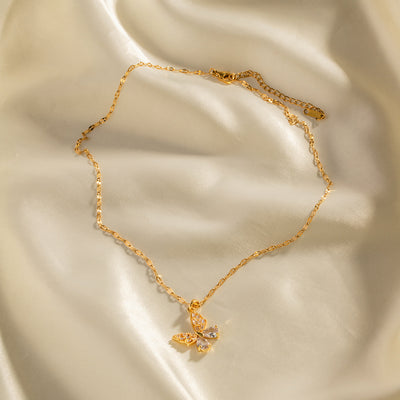 18K Gold Butterfly Pendant Necklace