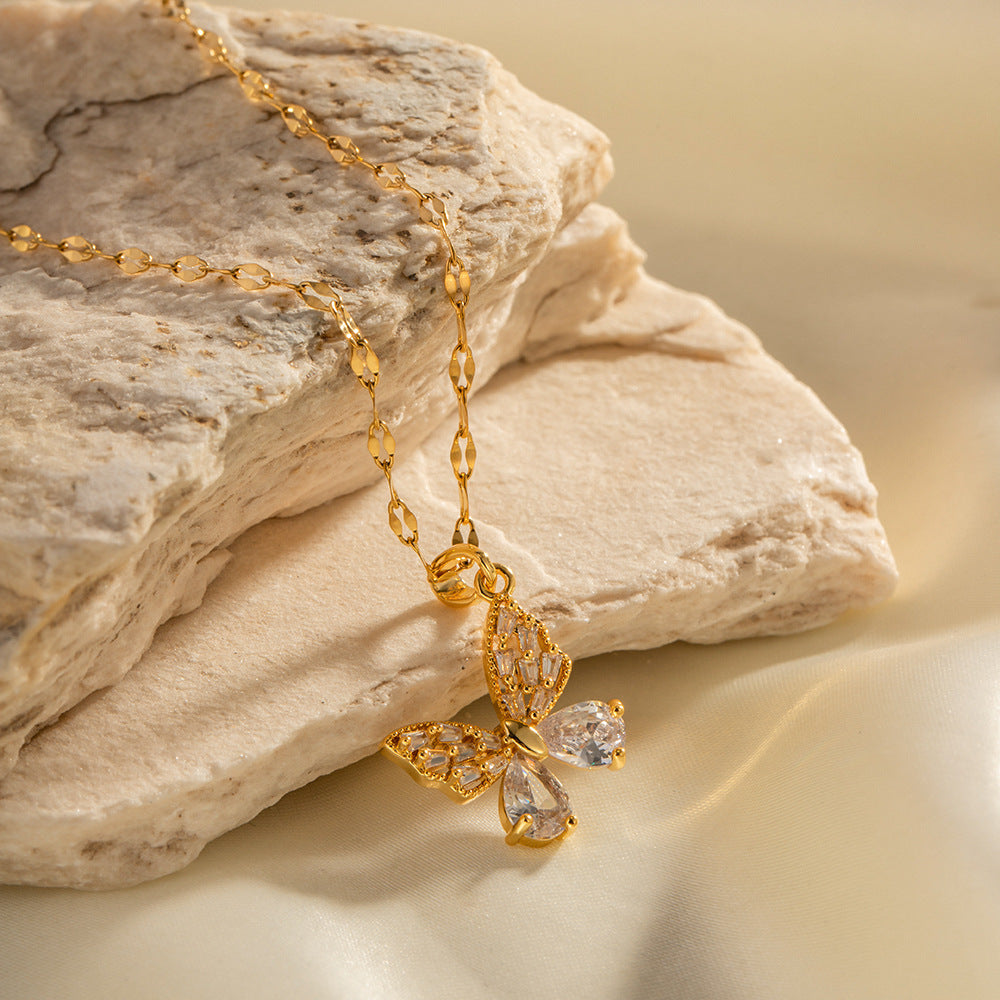 18K Gold Butterfly Pendant Necklace