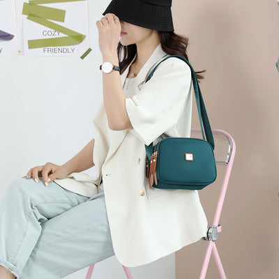 Simple Nylon Cloth Crossbody Bag | Three-Layer Small Square Phone Bag | 2025 Fashion