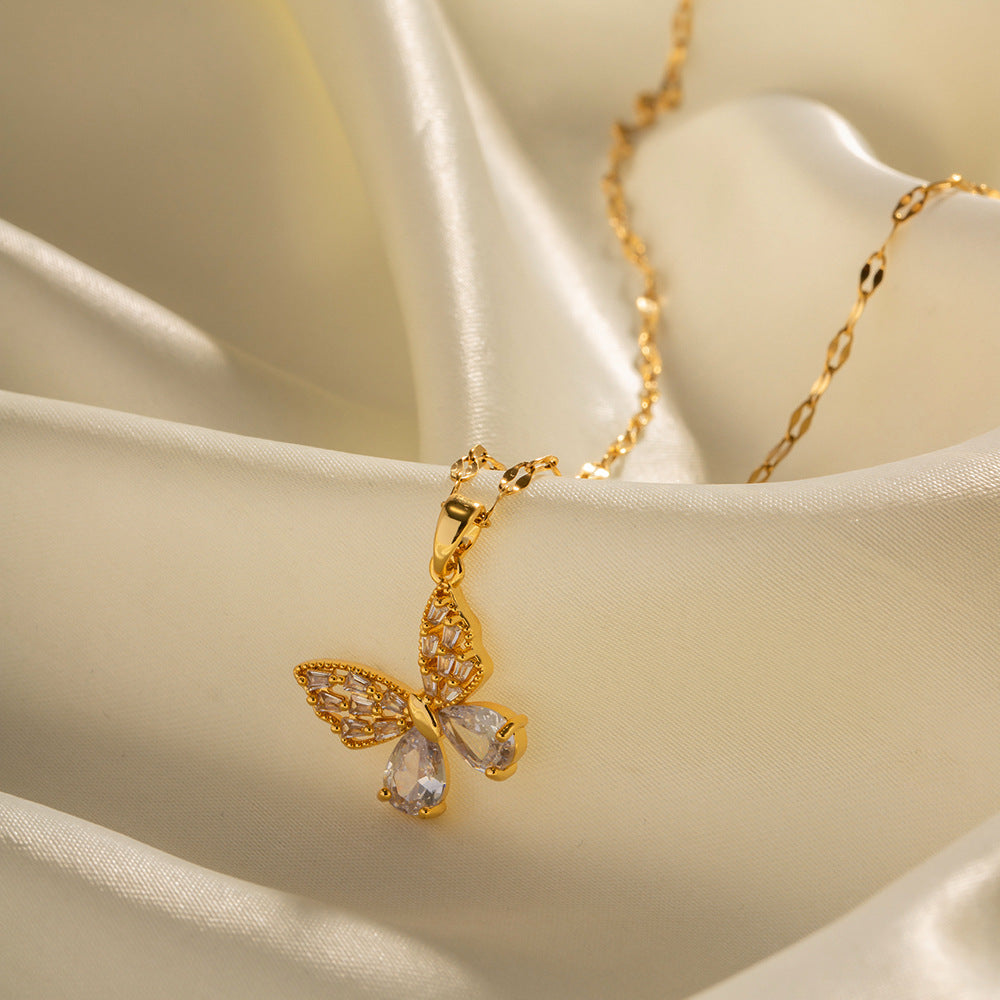 18K Gold Butterfly Pendant Necklace