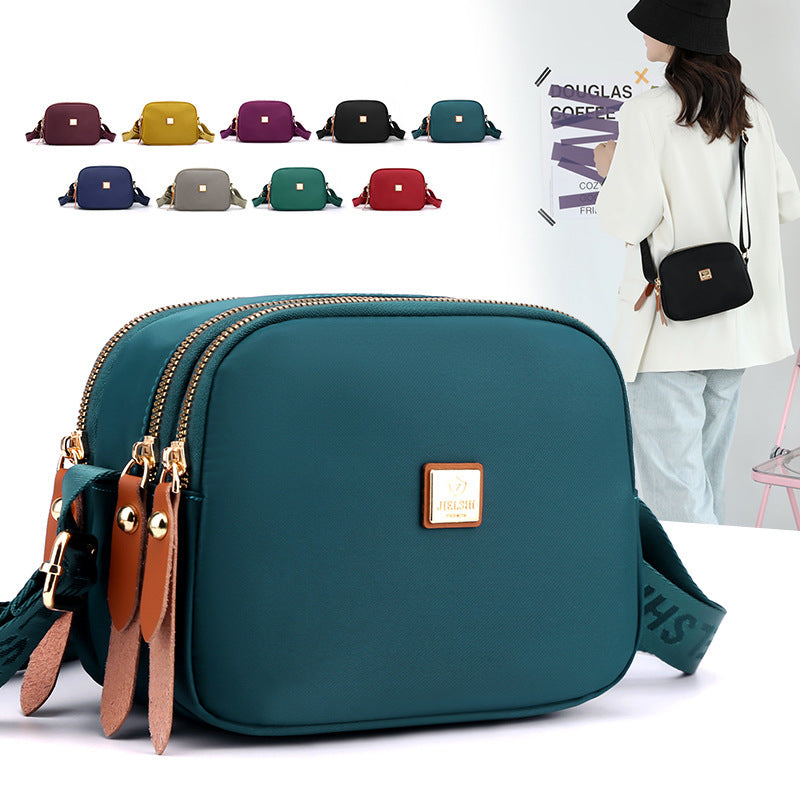 Simple Nylon Cloth Crossbody Bag | Three-Layer Small Square Phone Bag | 2025 Fashion