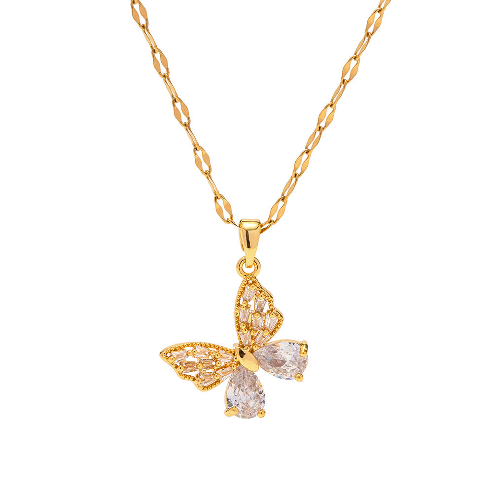 18K Gold Butterfly Pendant Necklace