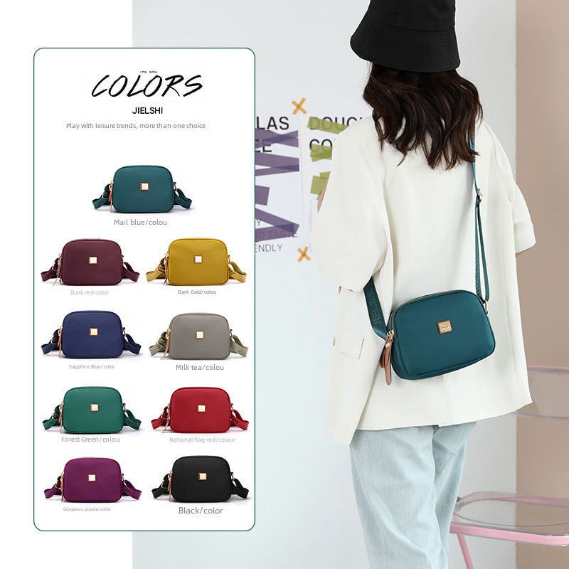 Simple Nylon Cloth Crossbody Bag | Three-Layer Small Square Phone Bag | 2025 Fashion